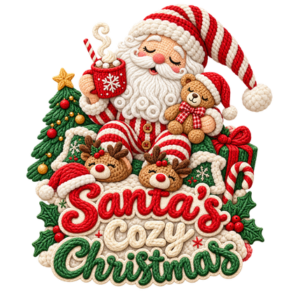 Crochet-look Santa Christmas DTF transfer, pattern XMAS1502-16