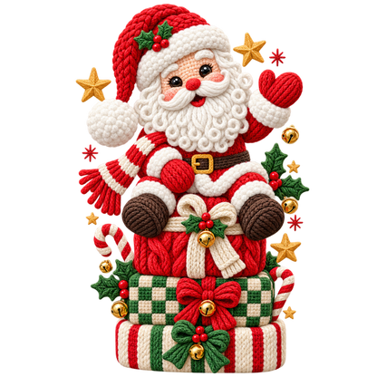 Crochet-look Santa Christmas DTF transfer, pattern XMAS1502-17
