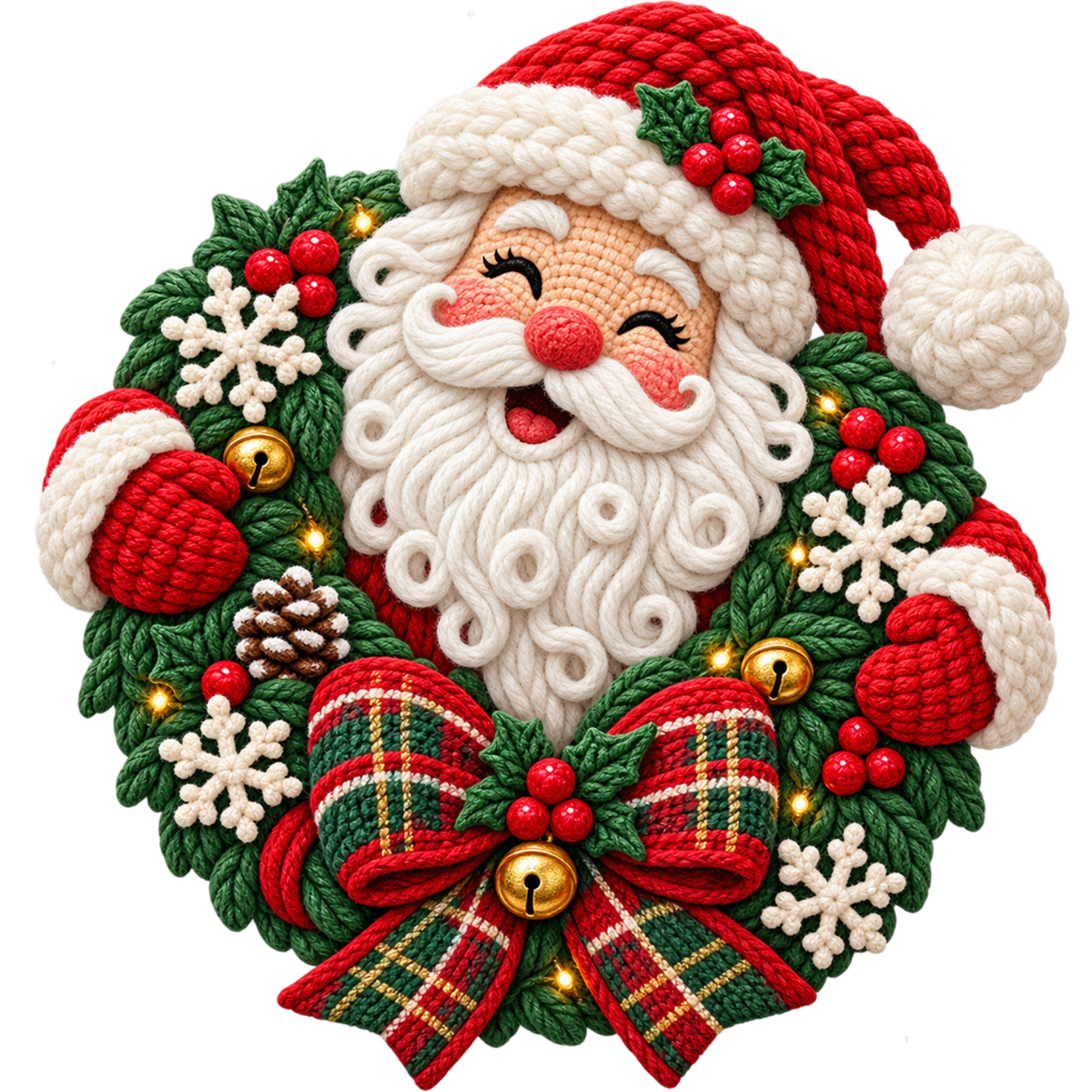 Crochet-look Santa Christmas DTF transfer, pattern XMAS1502-18