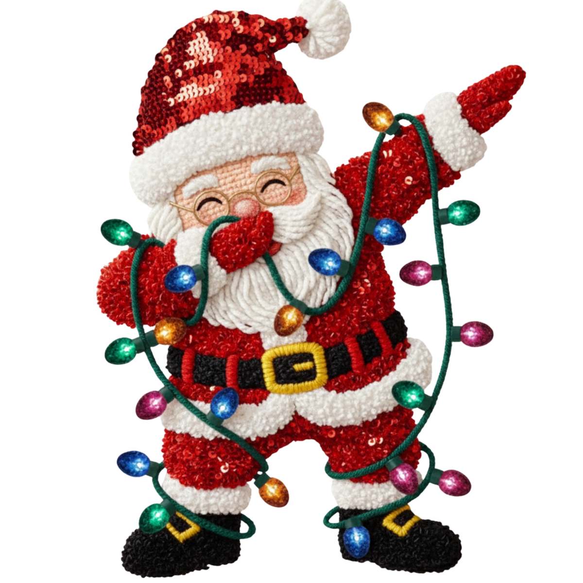 Crochet-look Santa Christmas DTF transfer, pattern XMAS1502-19