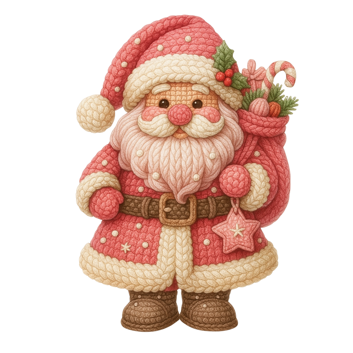 Crochet-look Santa Christmas DTF transfer, pattern XMAS1502-2