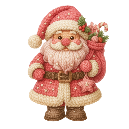 Crochet-look Santa Christmas DTF transfer, pattern XMAS1502-2