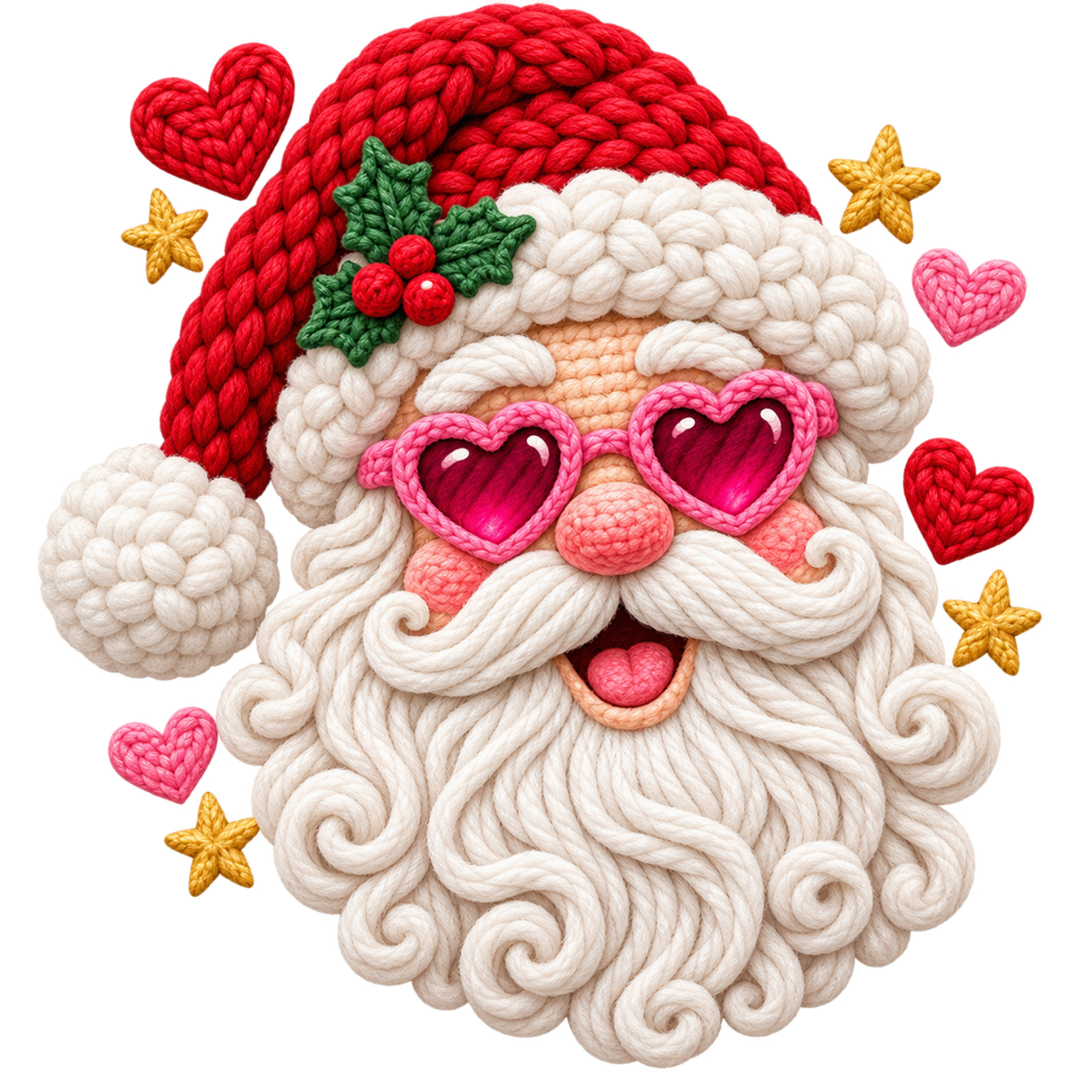 Crochet-look Santa Christmas DTF transfer, pattern XMAS1502-3