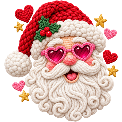 Crochet-look Santa Christmas DTF transfer, pattern XMAS1502-3
