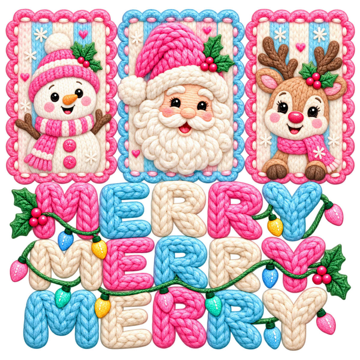 Crochet-look Santa Christmas DTF transfer, pattern XMAS1502-4