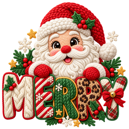 Crochet-look Santa Christmas DTF transfer, pattern XMAS1502-5