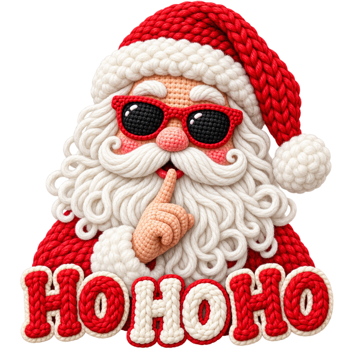 Crochet-look Santa Christmas DTF transfer, pattern XMAS1502-6