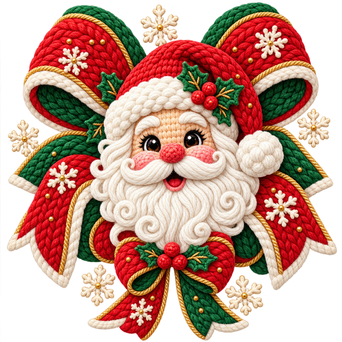 Crochet-look Santa Christmas DTF transfer, pattern XMAS1502-7