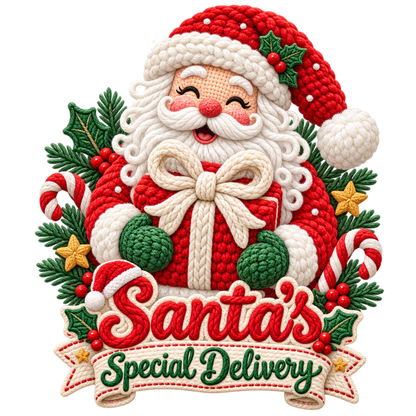 Crochet-look Santa Christmas DTF transfer, pattern XMAS1502-8