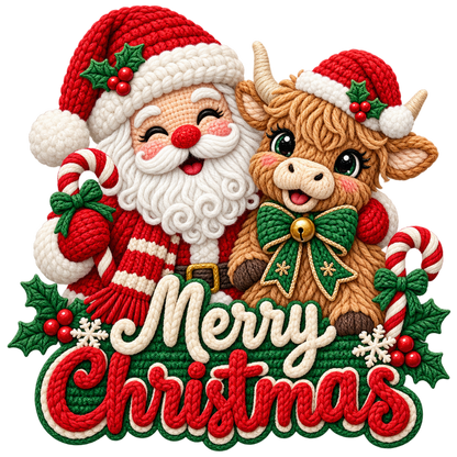 Crochet-look Santa Christmas DTF transfer, pattern XMAS1502-9