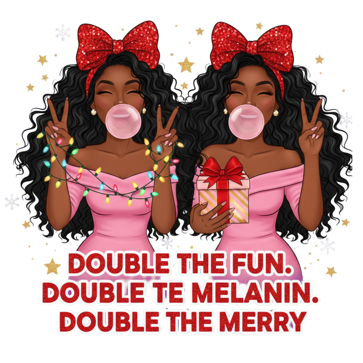 Cute Black girl Christmas DTF transfer, pattern XMAS1503-1