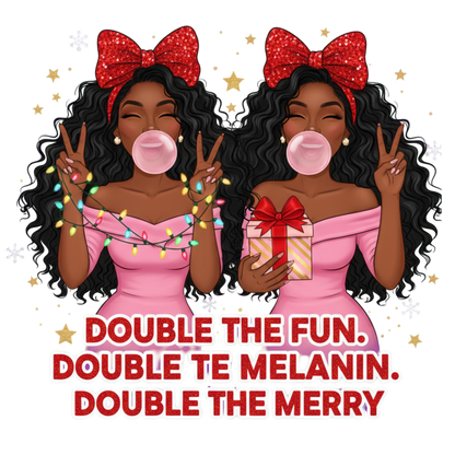 Cute Black girl Christmas DTF transfer, pattern XMAS1503-1