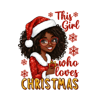 Cute Black girl Christmas DTF transfer, pattern XMAS1503-10