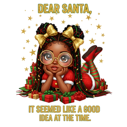 Cute Black girl Christmas DTF transfer, pattern XMAS1503-11