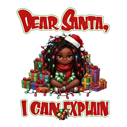 Cute Black girl Christmas DTF transfer, pattern XMAS1503-12