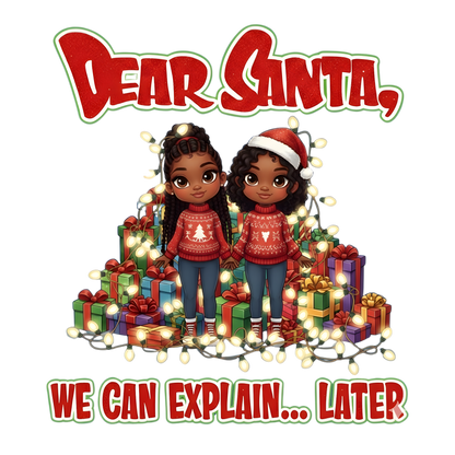 Cute Black girl Christmas DTF transfer, pattern XMAS1503-13