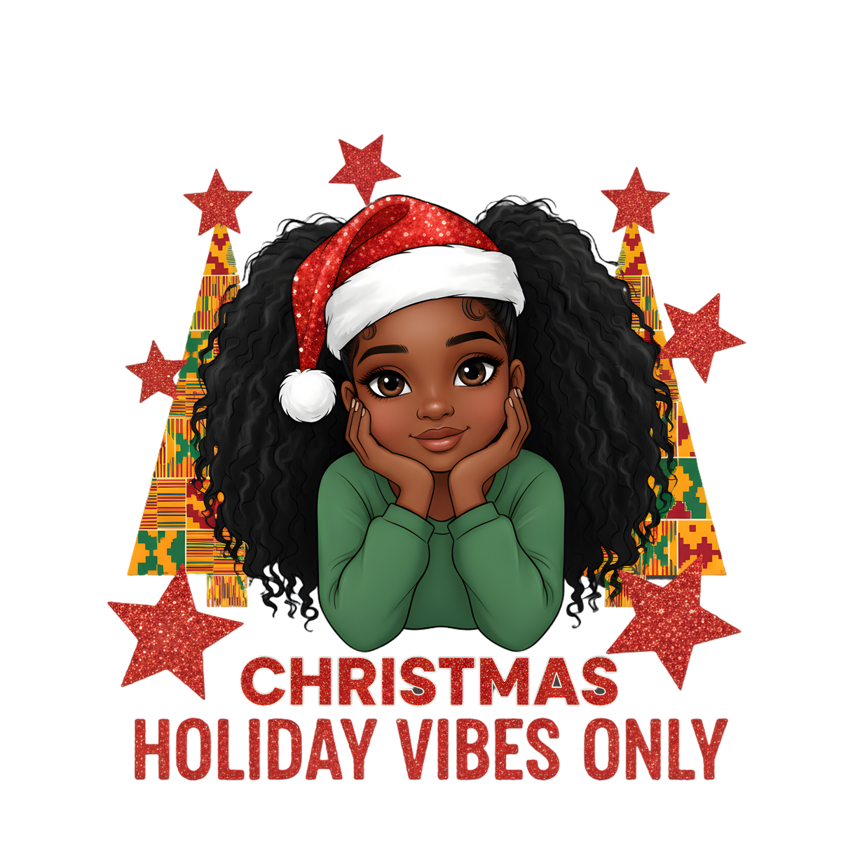 Cute Black girl Christmas DTF transfer, pattern XMAS1503-15