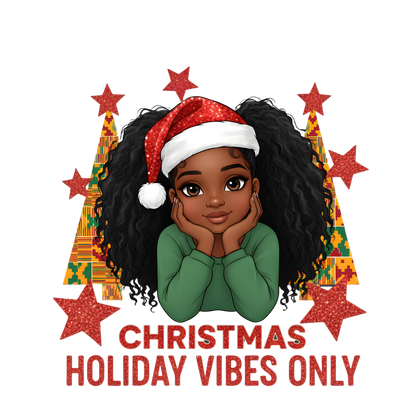 Cute Black girl Christmas DTF transfer, pattern XMAS1503-15