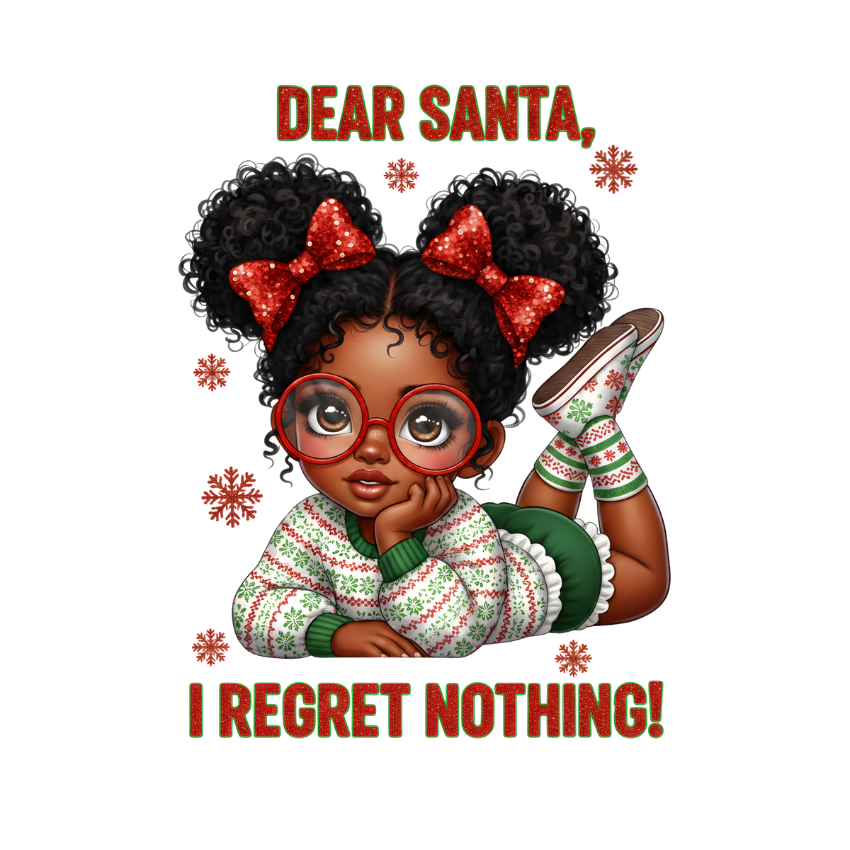 Cute Black girl Christmas DTF transfer, pattern XMAS1503-16