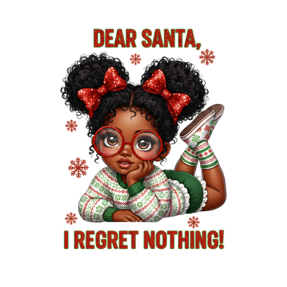 Cute Black girl Christmas DTF transfer, pattern XMAS1503-16