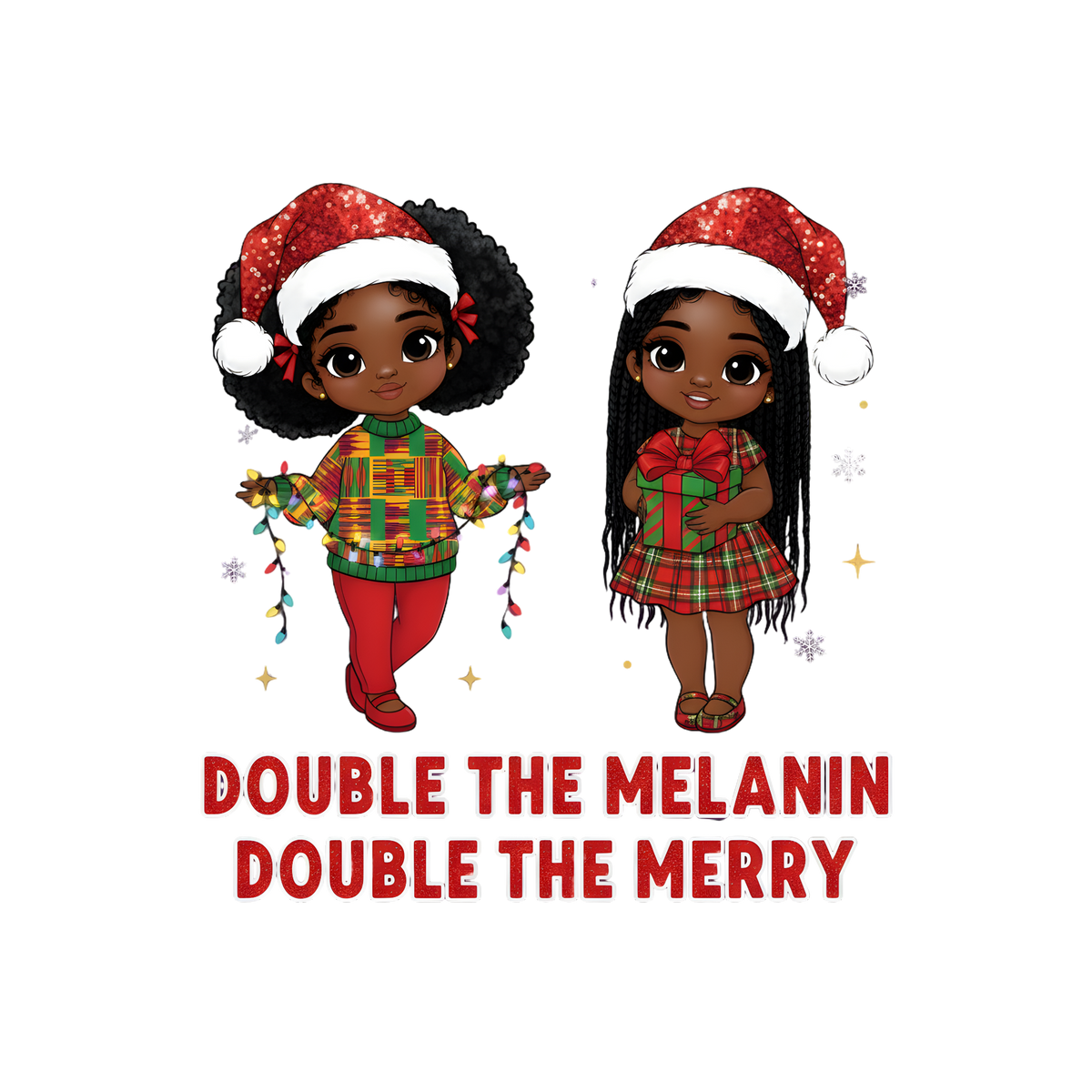 Cute Black girl Christmas DTF transfer, pattern XMAS1503-17