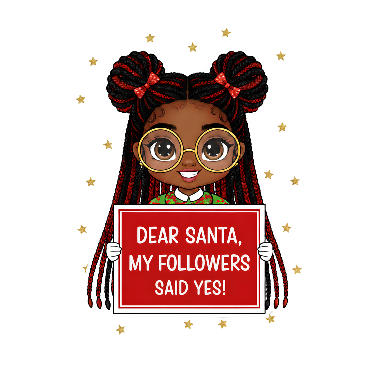 Cute Black girl Christmas DTF transfer, pattern XMAS1503-18