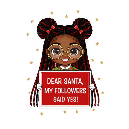 Cute Black girl Christmas DTF transfer, pattern XMAS1503-18