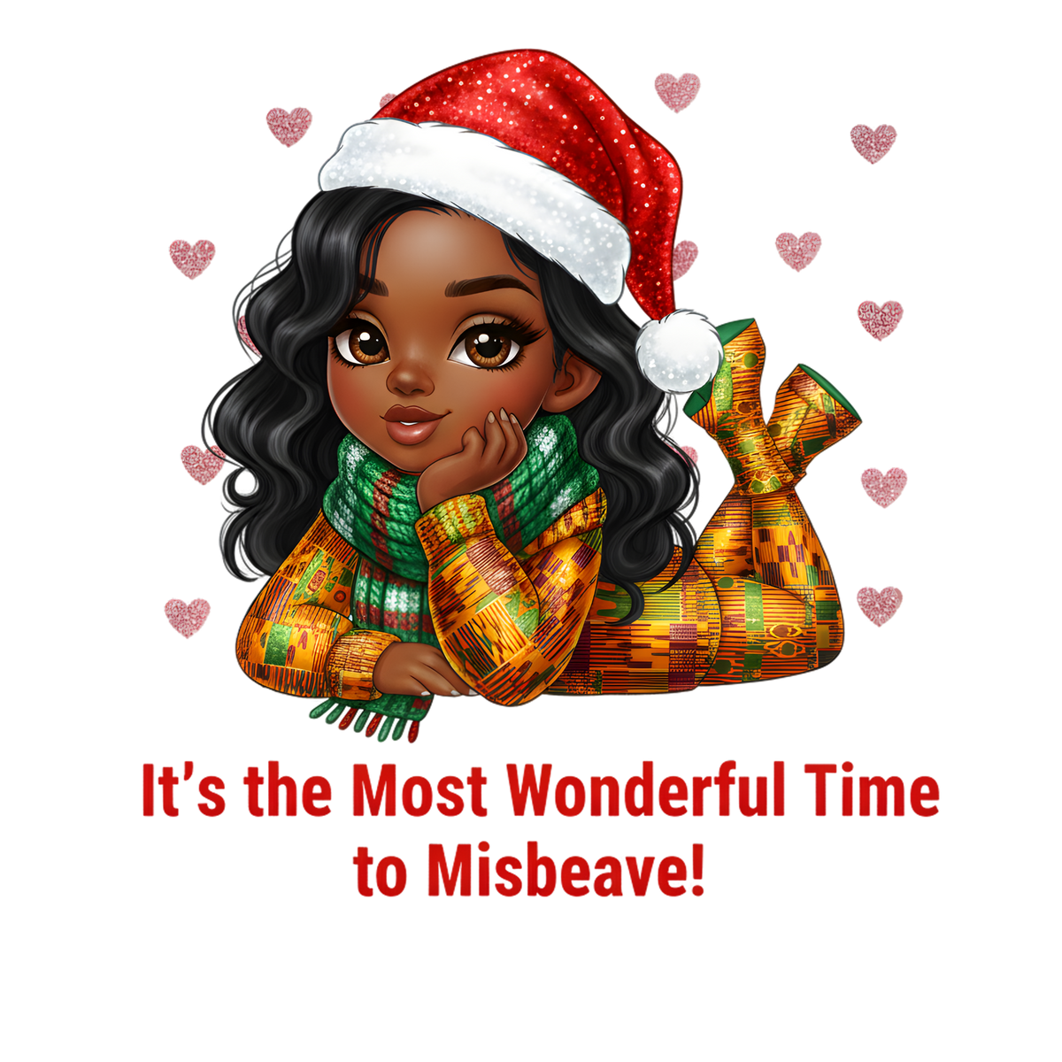 Cute Black girl Christmas DTF transfer, pattern XMAS1503-19