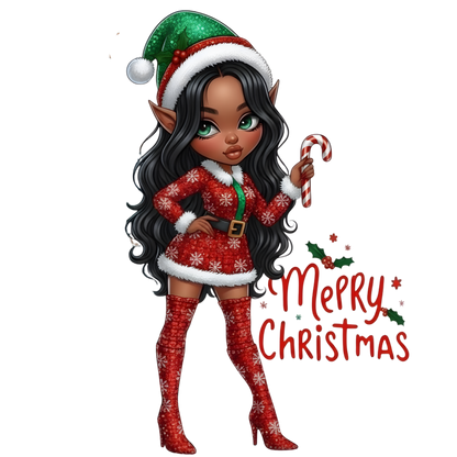 Cute Black girl Christmas DTF transfer, pattern XMAS1503-2