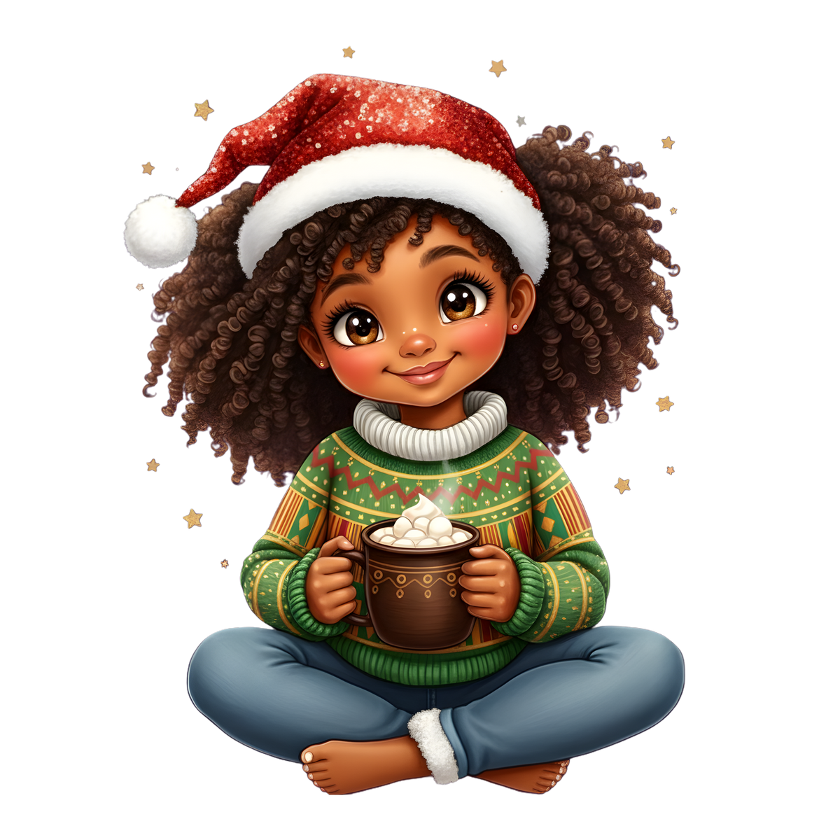 Cute Black girl Christmas DTF transfer, pattern XMAS1503-20