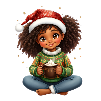 Cute Black girl Christmas DTF transfer, pattern XMAS1503-20