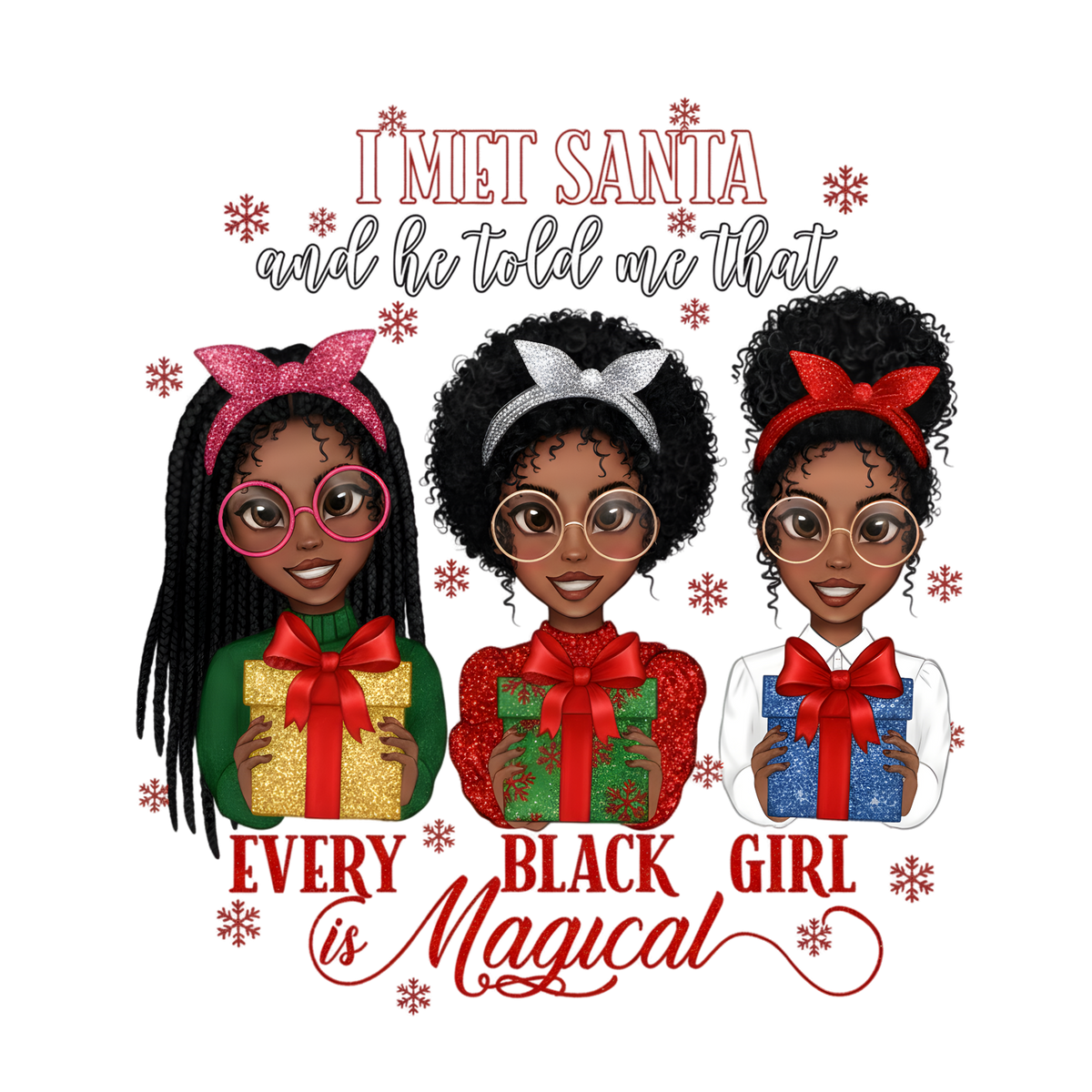 Cute Black girl Christmas DTF transfer, pattern XMAS1503-21