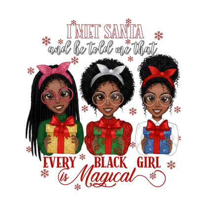Cute Black girl Christmas DTF transfer, pattern XMAS1503-21