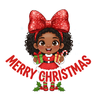 Cute Black girl Christmas DTF transfer, pattern XMAS1503-22