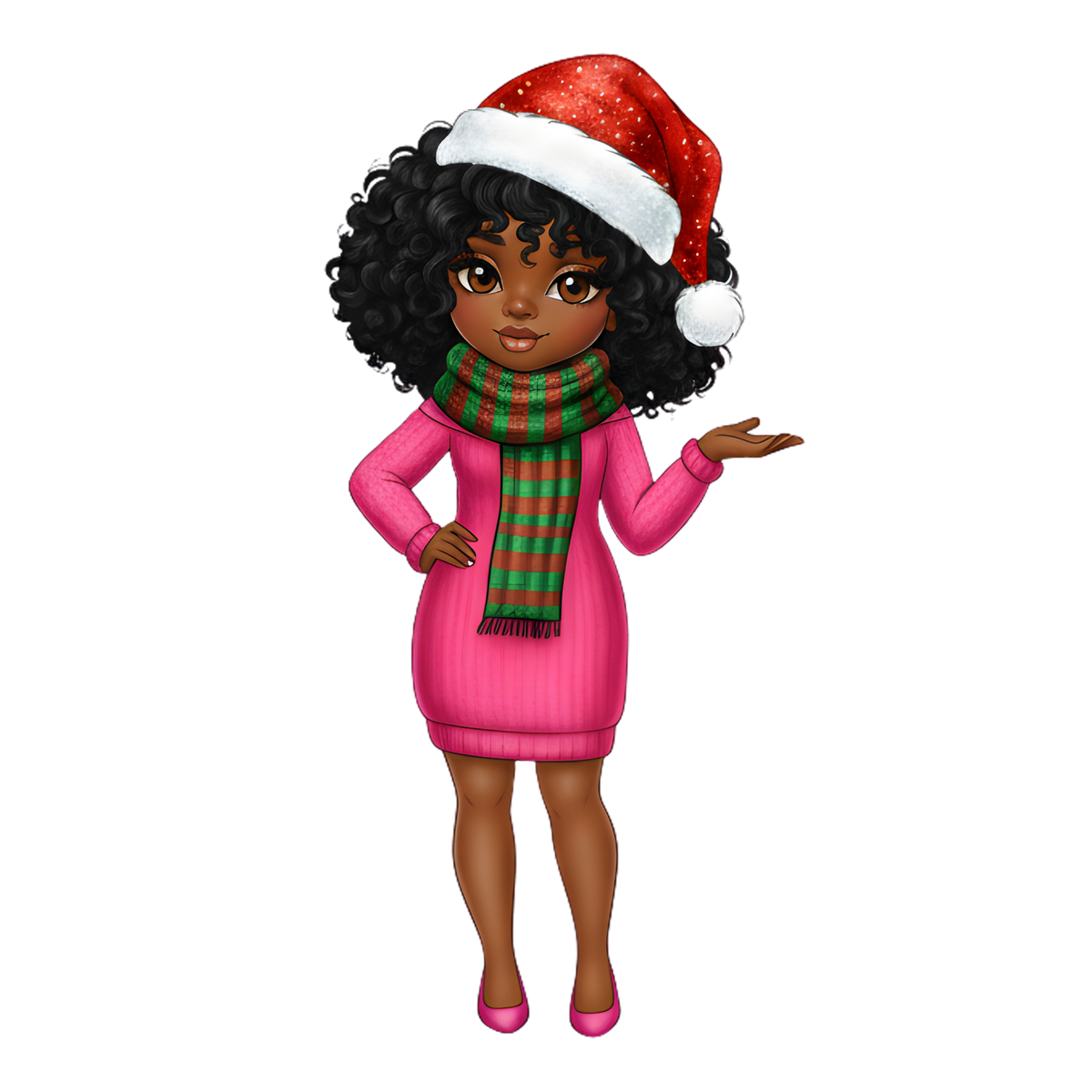 Cute Black girl Christmas DTF transfer, pattern XMAS1503-24