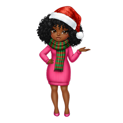 Cute Black girl Christmas DTF transfer, pattern XMAS1503-24