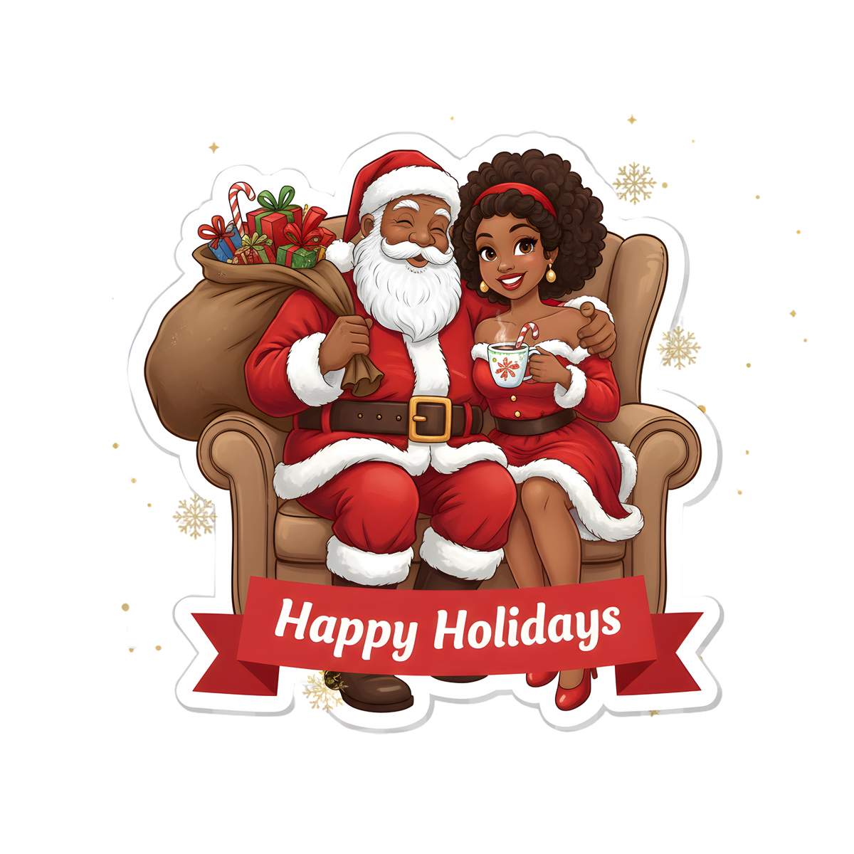 Cute Black girl Christmas DTF transfer, pattern XMAS1503-25
