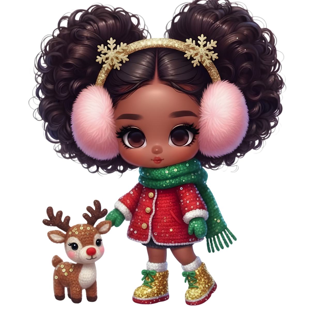 Cute Black girl Christmas DTF transfer, pattern XMAS1503-26