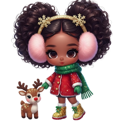 Cute Black girl Christmas DTF transfer, pattern XMAS1503-26