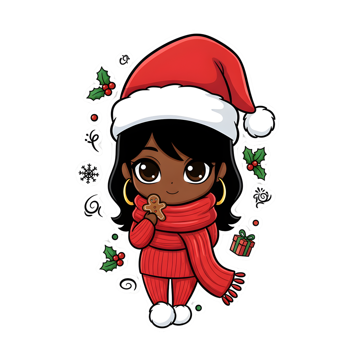 Cute Black girl Christmas DTF transfer, pattern XMAS1503-29