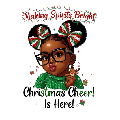 Cute Black girl Christmas DTF transfer, pattern XMAS1503-3