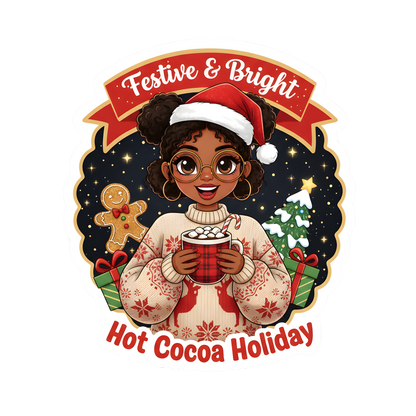Cute Black girl Christmas DTF transfer, pattern XMAS1503-30
