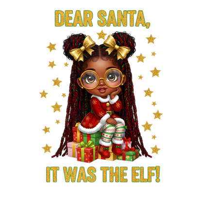 Cute Black girl Christmas DTF transfer, pattern XMAS1503-4