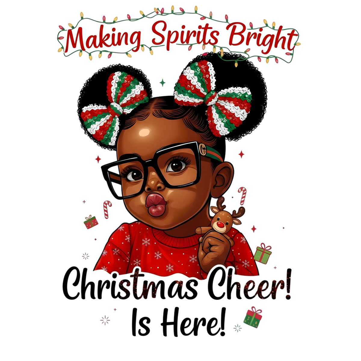 Cute Black girl Christmas DTF transfer, pattern XMAS1503-5