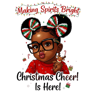 Cute Black girl Christmas DTF transfer, pattern XMAS1503-5
