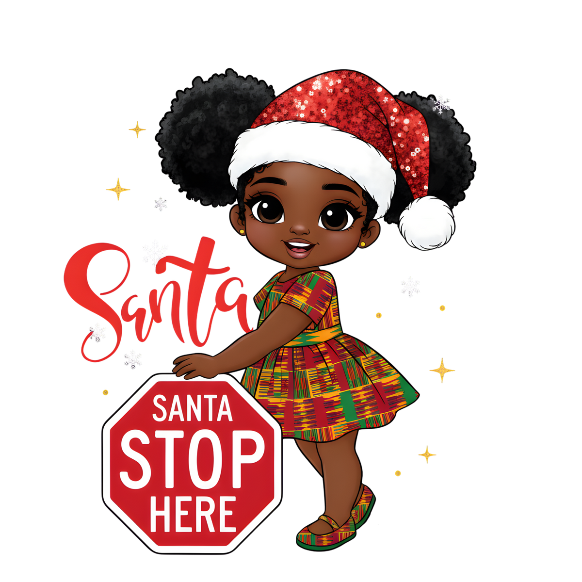 Cute Black girl Christmas DTF transfer, pattern XMAS1503-8