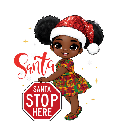Cute Black girl Christmas DTF transfer, pattern XMAS1503-8