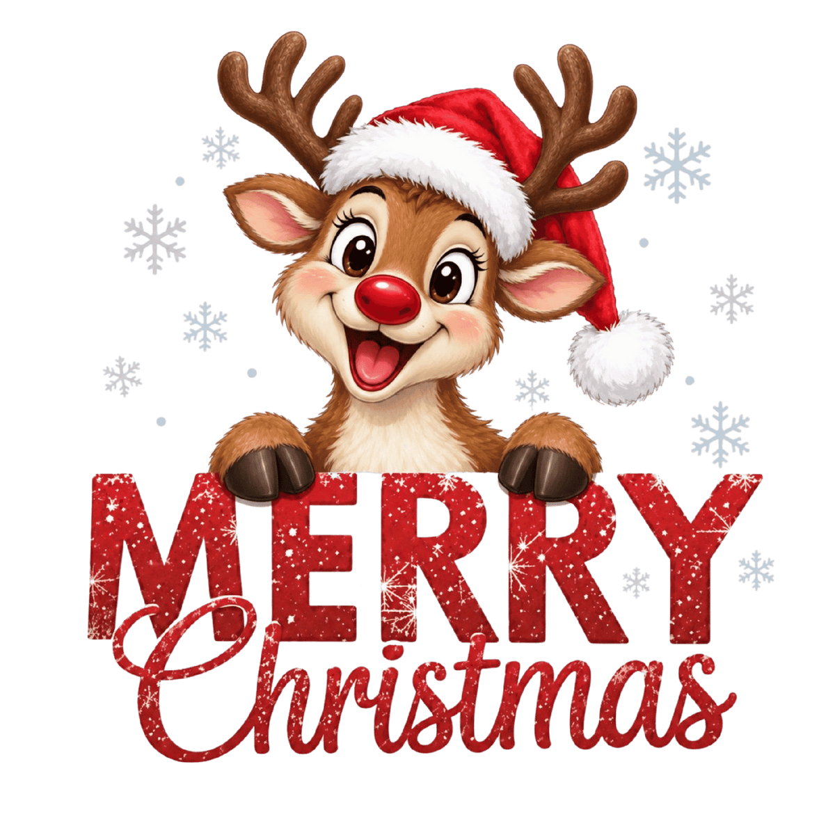 Cute cartoon Christmas reindeer DTF transfer, pattern XMAS1504-2