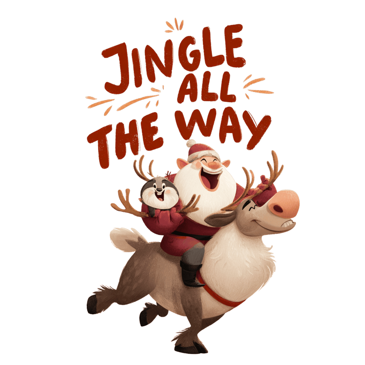 Cute cartoon Christmas reindeer DTF transfer, pattern XMAS1504-4