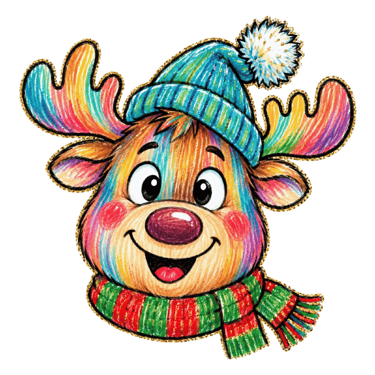 Cute cartoon Christmas reindeer DTF transfer, pattern XMAS1504-8